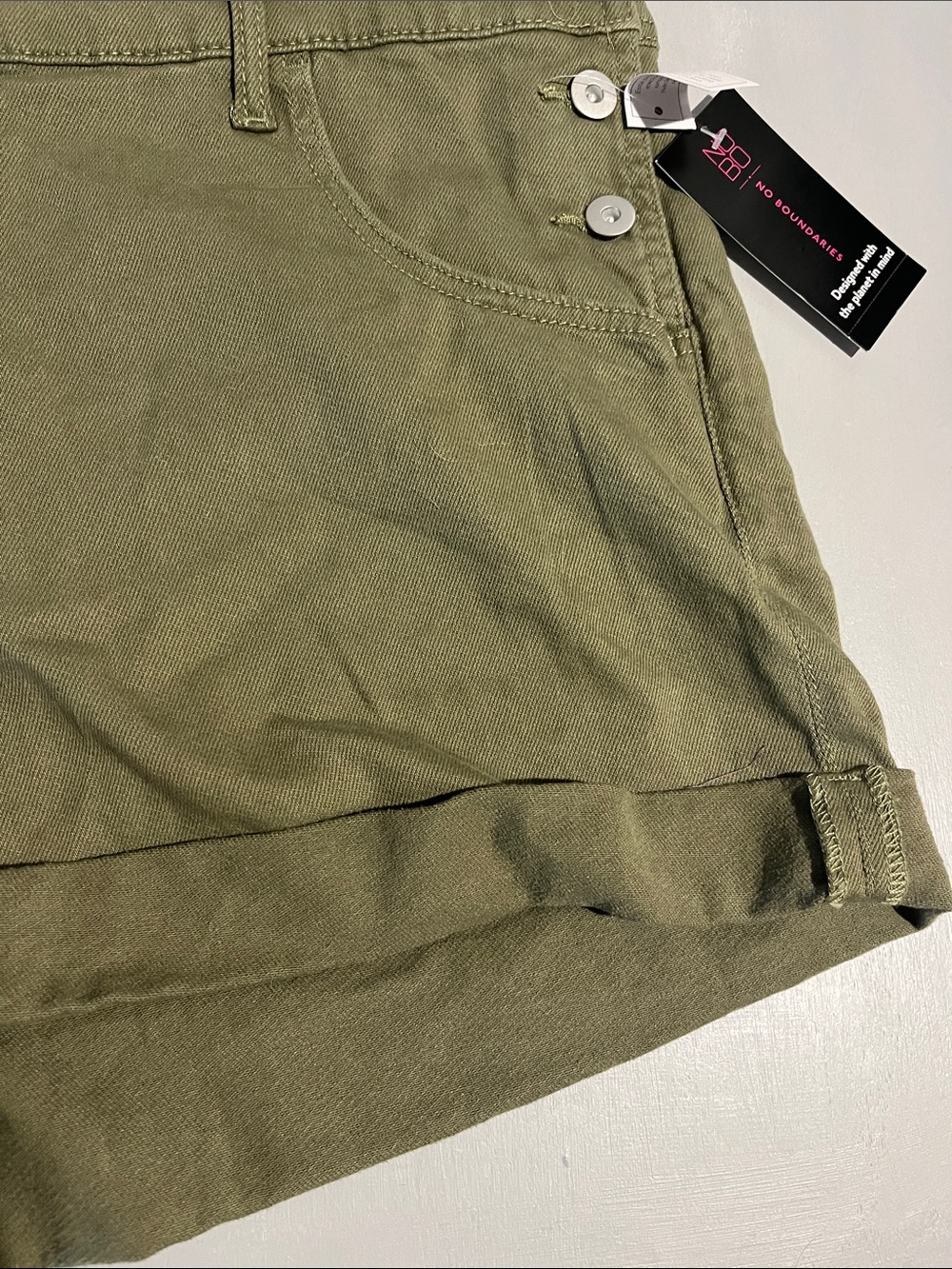 No Boundaries Olive Green Short Overalls - Picture 8 of 14